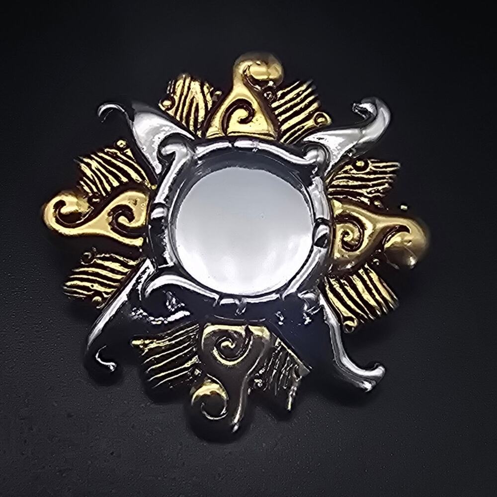 Danecraft Celestial Sunburst Brooch Sun Gold Tone Silver Tone 1990s